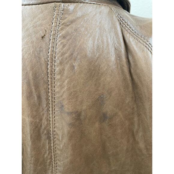 Vintage Womens Jacket Sz S Lambskin Leather Oversized Hipster Grunge Car Coat - Picture 8 of 12